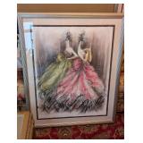 Framed Art Print - Two Women in Formal Gowns (Impressionistic Style)