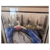 Abstract Expressionist Painting on Paper - Signed, Framed in Silver Frame