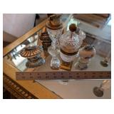 Crystal Cut Glass Decanter Set with Silver-Tone Lids