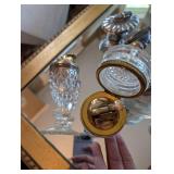 Crystal Cut Glass Decanter Set with Silver-Tone Lids