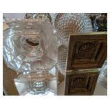 Crystal Cut Glass Decanter Set with Silver-Tone Lids