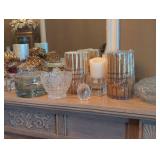 Crystal Glassware Lot - Vases, Hurricanes, Bowls & Serving Pieces