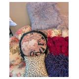 Assorted Textured Throw Pillows - Velvet, Faux Fur & Beaded Accents
