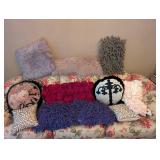 Assorted Textured Throw Pillows - Velvet, Faux Fur & Beaded Accents
