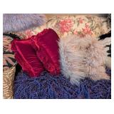 Assorted Textured Throw Pillows - Velvet, Faux Fur & Beaded Accents