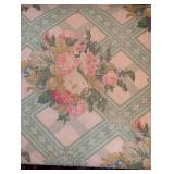 Vintage Floral Tapestry Settee with Tassel Fringe and Rich Wood Base