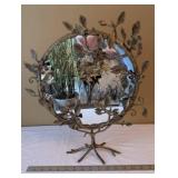 Anthropologie Floral Leaf Metal Mirror Frame - Round, 9-10 Inch Diameter