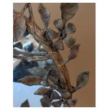 Anthropologie Floral Leaf Metal Mirror Frame - Round, 9-10 Inch Diameter
