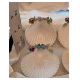 Assorted Large White Scallop Shells with Pastel Floral Accents - Craft & Decor