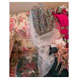 Assorted Christmas Decorations - Wreath, Garlands & Tinsel