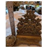 Vintage Brass Art Nouveau Desk Organizer & Inkwell - Ornate Antique Office Decor
