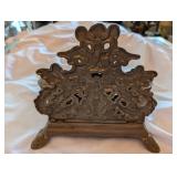 Vintage Brass Art Nouveau Desk Organizer & Inkwell - Ornate Antique Office Decor