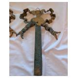 Made in India Metal Cross Ornament with Ribbon-Trimmed Arms