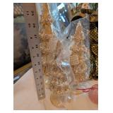 Gold-Tone Flower Topiary Christmas Trees - Holiday Decor