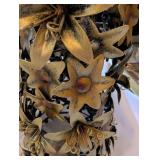 Gold-Tone Flower Topiary Christmas Trees - Holiday Decor