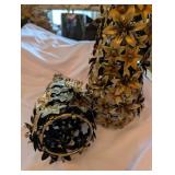 Gold-Tone Flower Topiary Christmas Trees - Holiday Decor