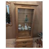 Crackle-Finish Display Cabinet with Glass Doors & Laurel Leaf Trim