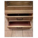 Crackle-Finish Display Cabinet with Glass Doors & Laurel Leaf Trim