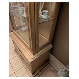 Crackle-Finish Display Cabinet with Glass Doors & Laurel Leaf Trim