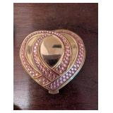 Assorted Vintage Metal Compacts - Sunburst, Heart Rhinestone, Flag Enamel & Pink Ribbon (Lot of 4)