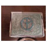 Assorted Vintage Vanity Compacts & Accessories - Turquoise Ring Case & Marbled Enamel Compact