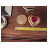 Assorted Vintage Vanity Compacts & Accessories - Turquoise Ring Case & Marbled Enamel Compact