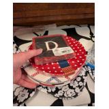 The Indoor Outdoor Tablecloth 70in Round - Black & White Floral with Napkins & Plates