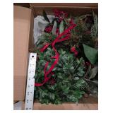 Assorted Christmas Decor - Garland, Berry Spray, Rug & Glassware