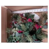 Assorted Christmas Decor - Garland, Berry Spray, Rug & Glassware