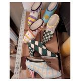 Decorative Painted Ceramic Clogs - Hand Painted Dutch Shoes (Lot of 6)