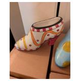 Decorative Painted Ceramic Clogs - Hand Painted Dutch Shoes (Lot of 6)