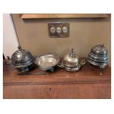Meriden Silver Plate Co. 2319 Covered Tureen Set - 3-Piece Floral Engraved