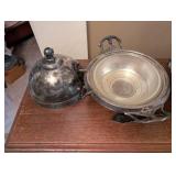 Meriden Silver Plate Co. 2319 Covered Tureen Set - 3-Piece Floral Engraved