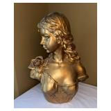 TC 1999 Classical Female Bust Statue Faux Bronze Finish 21 in Decor