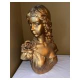 TC 1999 Classical Female Bust Statue Faux Bronze Finish 21 in Decor