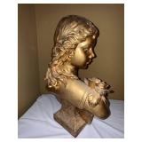 TC 1999 Classical Female Bust Statue Faux Bronze Finish 21 in Decor