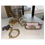Vintage Decorative Desk Vanity Lot Porcelain Tray Dansk Bull Ashtray