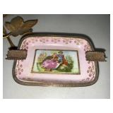 Vintage Decorative Desk Vanity Lot Porcelain Tray Dansk Bull Ashtray