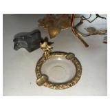 Vintage Decorative Desk Vanity Lot Porcelain Tray Dansk Bull Ashtray