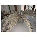 Decorative Glass Vase Centerpiece Lot Amber Pitcher & Crystal Floral