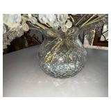 Decorative Glass Vase Centerpiece Lot Amber Pitcher & Crystal Floral