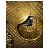 Italian Rococo Style Mantel Clock Gilt Metal Quartz 21in Tall