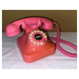 Grand Phone Pink Retro Style Push Button Desk Telephone Flash Redial
