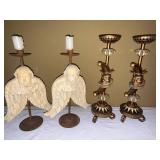 Mark Roberts Jester Candleholders Pair Figural Harlequin 17in