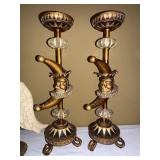 Mark Roberts Jester Candleholders Pair Figural Harlequin 17in
