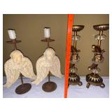 Mark Roberts Jester Candleholders Pair Figural Harlequin 17in