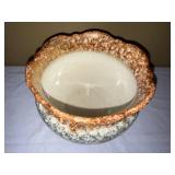 Large Unmarked Art Pottery Planter Jardiniere Scalloped Rim 7.5in