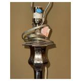 Vintage Silver Tone Etched Table Lamp Base Octagonal 34in Tall
