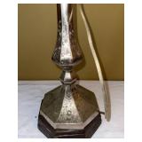 Vintage Silver Tone Etched Table Lamp Base Octagonal 34in Tall