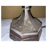 Vintage Silver Tone Etched Table Lamp Base Octagonal 34in Tall